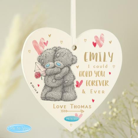 Personalised Hold You Forever Me to You Wooden Heart Decoration Extra Image 1